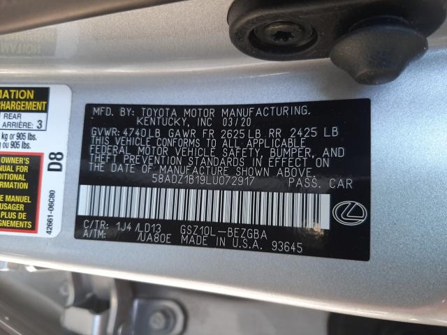 Photo 9 VIN: 58ADZ1B19LU072917 - LEXUS ES 350 