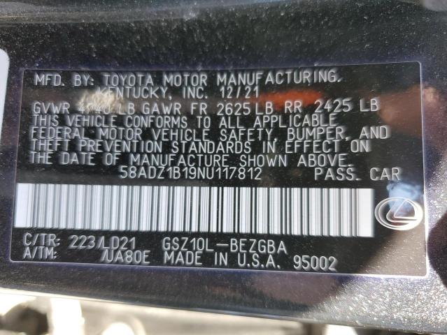 Photo 11 VIN: 58ADZ1B19NU117812 - LEXUS ES 350 BAS 