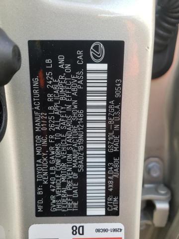 Photo 12 VIN: 58ADZ1B19NU121486 - LEXUS ES 350 BAS 