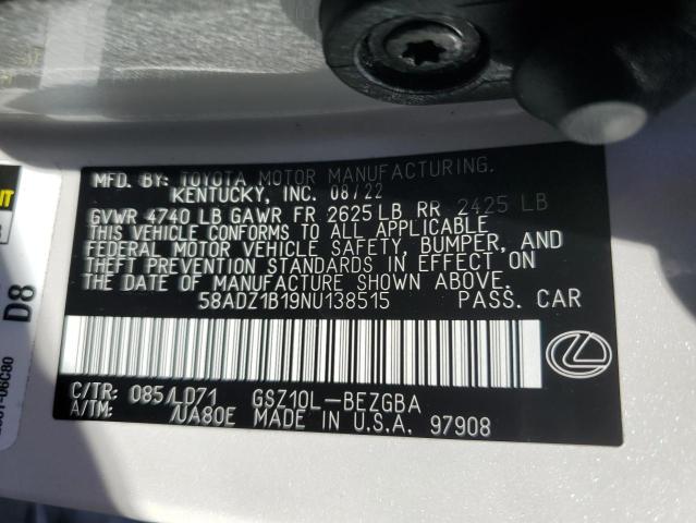 Photo 12 VIN: 58ADZ1B19NU138515 - LEXUS ES 350 BAS 