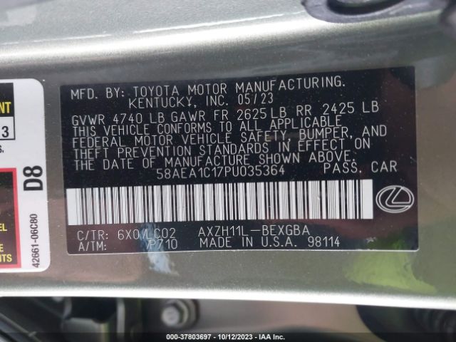 Photo 8 VIN: 58AEA1C17PU035364 - LEXUS ES 300H 