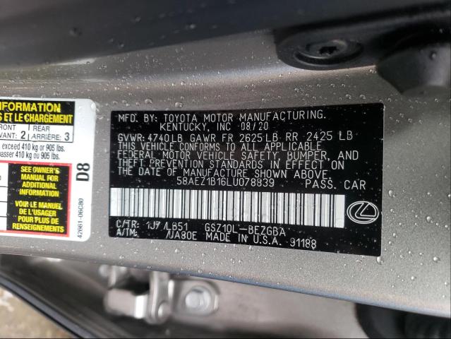 Photo 9 VIN: 58AEZ1B16LU078839 - LEXUS ES 350 LUX 