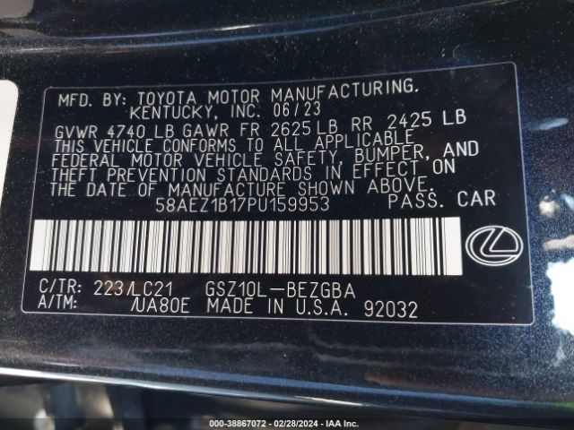 Photo 8 VIN: 58AEZ1B17PU159953 - LEXUS ES 350 