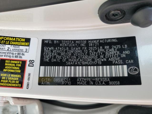 Photo 11 VIN: 58AFA1C18MU011719 - LEXUS ES 300H UL 