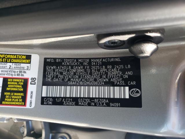 Photo 11 VIN: 58AFZ1B12MU098334 - LEXUS ES 350 BAS 