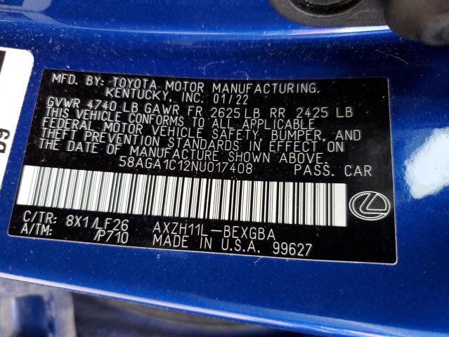 Photo 12 VIN: 58AGA1C12NU017408 - LEXUS ES 300H BA 