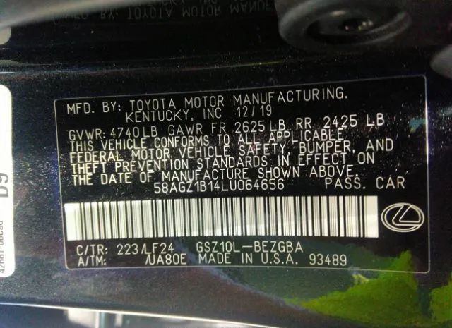 Photo 8 VIN: 58AGZ1B14LU064656 - LEXUS ES 