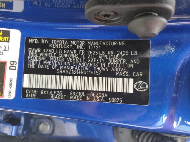 Photo 11 VIN: 58AGZ1B14NU114457 - LEXUS ES350 