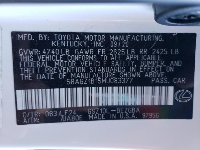 Photo 9 VIN: 58AGZ1B15MU083377 - LEXUS ES 350 BAS 