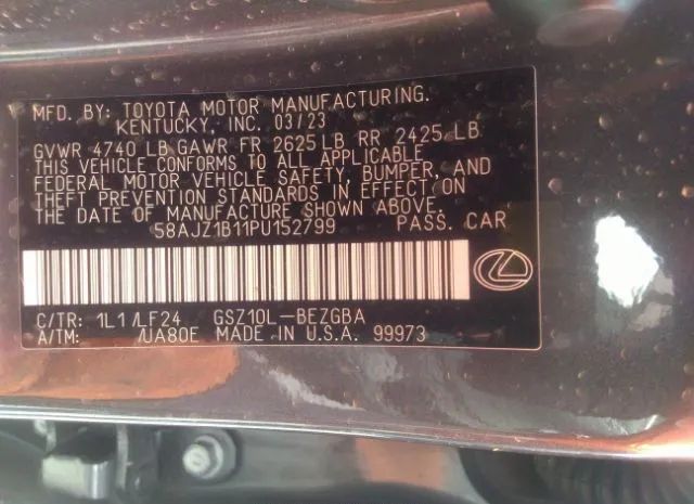 Photo 8 VIN: 58AJZ1B11PU152799 - LEXUS ES 