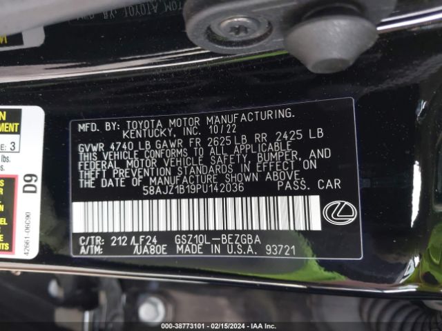 Photo 8 VIN: 58AJZ1B19PU142036 - LEXUS ES 350 