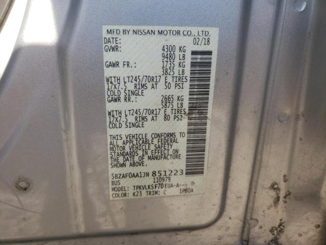 Photo 9 VIN: 5BZAF0AA1JN851223 - NISSAN NV 3500 S 