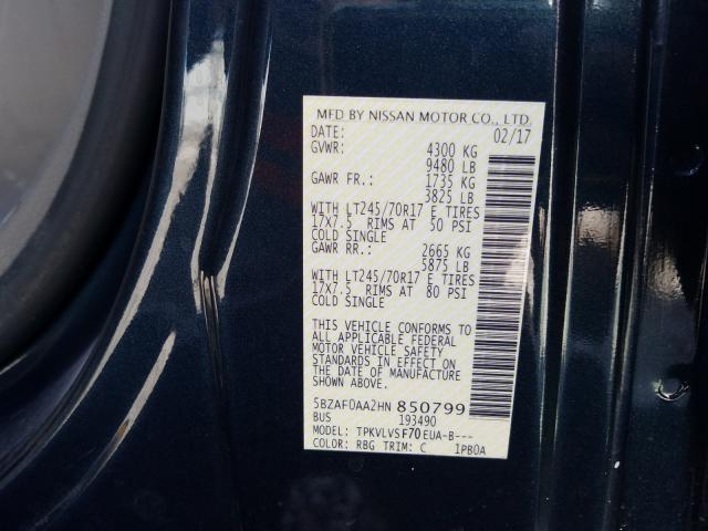 Photo 9 VIN: 5BZAF0AA2HN850799 - NISSAN NV 3500 S 