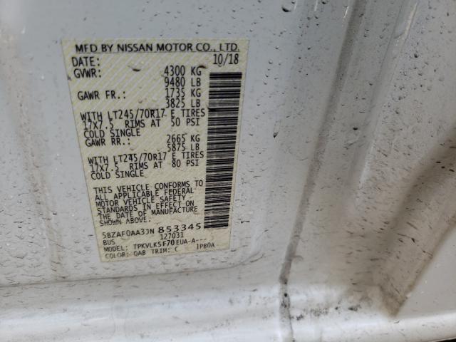 Photo 9 VIN: 5BZAF0AA3JN853345 - NISSAN NV 3500 S 