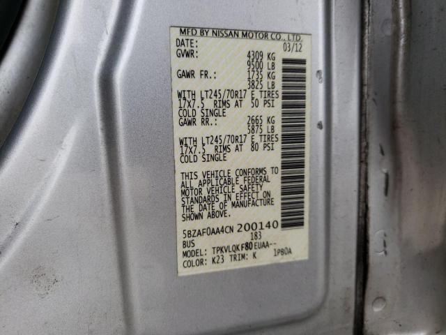 Photo 9 VIN: 5BZAF0AA4CN200140 - NISSAN NV 3500 S 