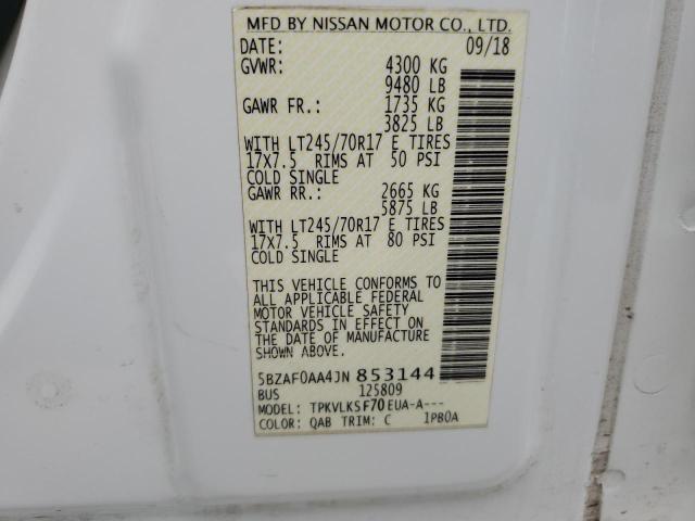 Photo 12 VIN: 5BZAF0AA4JN853144 - NISSAN NV 3500 S 