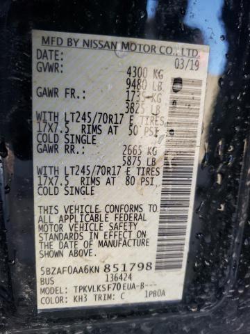 Photo 12 VIN: 5BZAF0AA6KN851798 - NISSAN NV 3500 