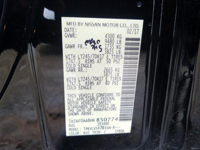 Photo 9 VIN: 5BZAF0AA8HN850774 - NISSAN NV PASSENGER NV3500 HD 