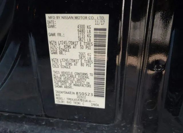 Photo 8 VIN: 5BZAF0AA8JN850523 - NISSAN NV PASSENGER NV3500 HD 