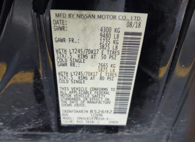 Photo 8 VIN: 5BZAF0AA8JN852692 - NISSAN NV PASSENGER NV3500 HD 