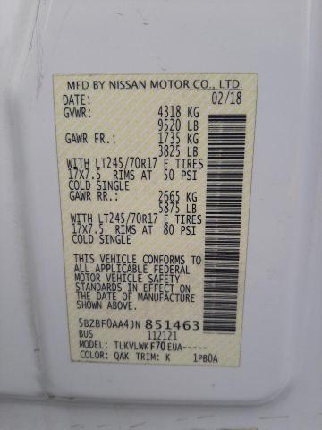 Photo 9 VIN: 5BZBF0AA4JN851463 - NISSAN NV 3500 S 