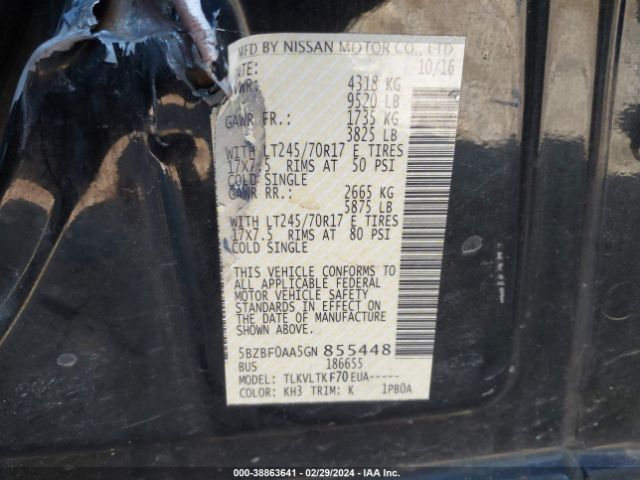 Photo 8 VIN: 5BZBF0AA5GN855448 - NISSAN NV PASSENGER NV3500 HD 