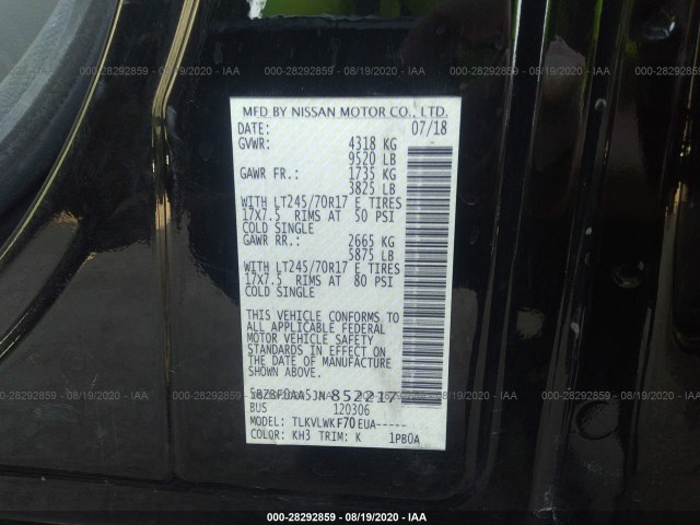 Photo 8 VIN: 5BZBF0AA5JN852217 - NISSAN NV PASSENGER 