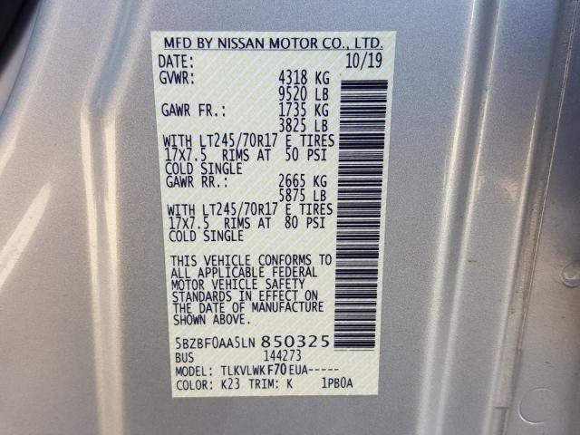 Photo 9 VIN: 5BZBF0AA5LN850325 - NISSAN NV 3500 