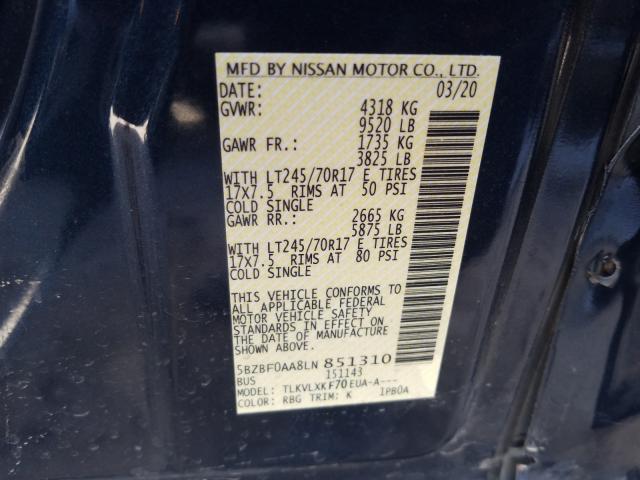 Photo 9 VIN: 5BZBF0AA8LN851310 - NISSAN NV 3500 