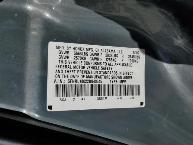 Photo 12 VIN: 5FNRL18022B040545 - HONDA ODYSSEY EX 