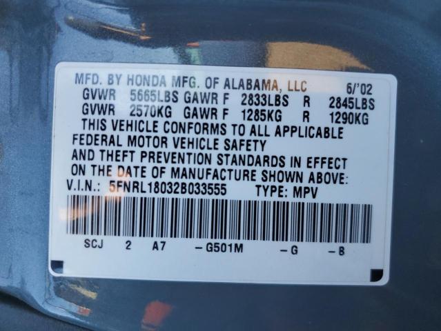 Photo 12 VIN: 5FNRL18032B033555 - HONDA ODYSSEY EX 