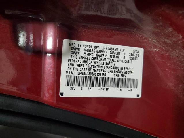 Photo 12 VIN: 5FNRL18033B139165 - HONDA ODYSSEY EX 