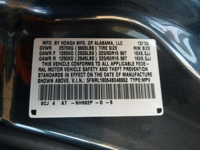 Photo 9 VIN: 5FNRL18064B048862 - HONDA ODYSSEY EX 