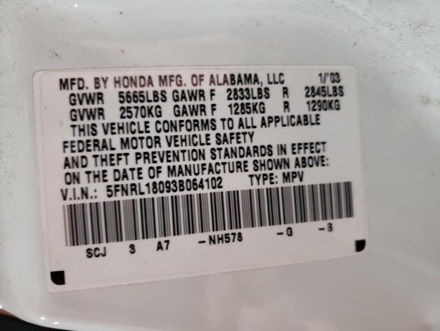 Photo 12 VIN: 5FNRL18093B064102 - HONDA ODYSSEY EX 