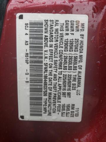 Photo 12 VIN: 5FNRL18644B037539 - HONDA ODYSSEY EX 