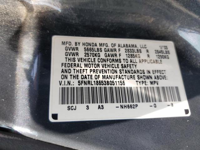 Photo 12 VIN: 5FNRL18653B051156 - HONDA ODYSSEY EX 