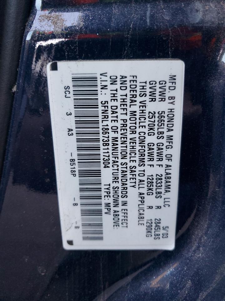 Photo 12 VIN: 5FNRL18673B117304 - HONDA ODYSSEY 