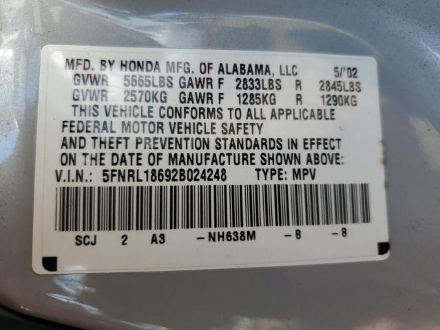 Photo 12 VIN: 5FNRL18692B024248 - HONDA ODYSSEY EX 