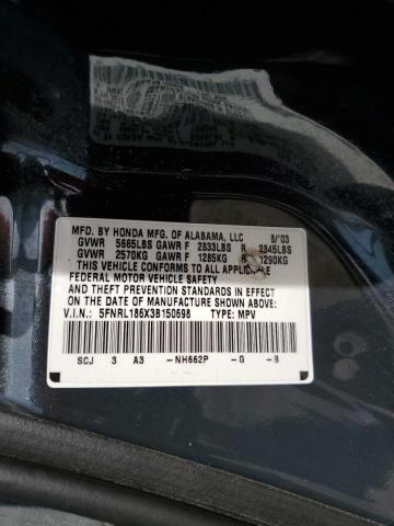 Photo 12 VIN: 5FNRL186X3B150698 - HONDA ODYSSEY EX 