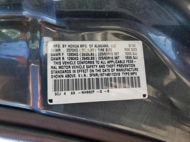 Photo 12 VIN: 5FNRL18714B112318 - HONDA ODYSSEY EX 