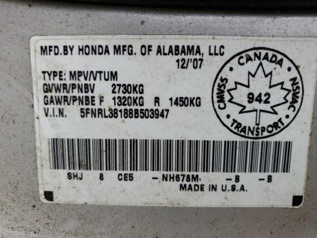 Photo 12 VIN: 5FNRL38188B503947 - HONDA ODYSSEY LX 