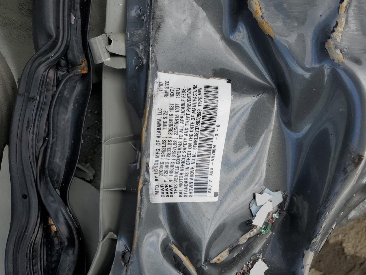 Photo 13 VIN: 5FNRL38237B050599 - HONDA ODYSSEY 