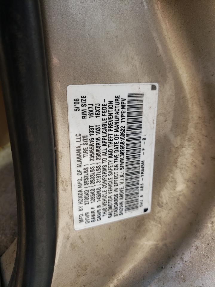 Photo 12 VIN: 5FNRL38266B100622 - HONDA ODYSSEY 