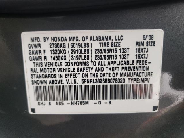 Photo 9 VIN: 5FNRL38268B076020 - HONDA ODYSSEY LX 