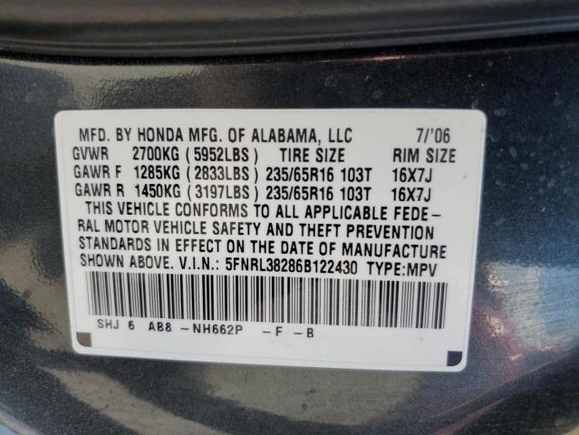 Photo 12 VIN: 5FNRL38286B122430 - HONDA ODYSSEY LX 