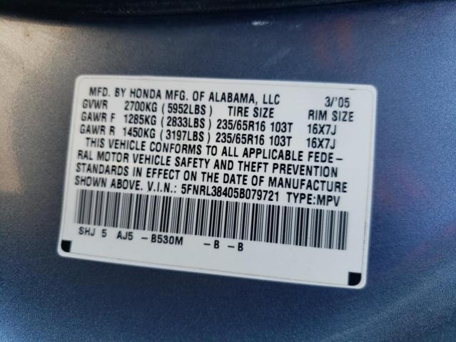 Photo 12 VIN: 5FNRL38405B079721 - HONDA ODYSSEY EX 