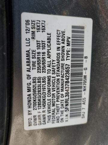 Photo 12 VIN: 5FNRL38437B423657 - HONDA ODYSSEY EX 