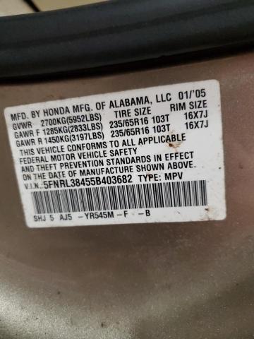 Photo 12 VIN: 5FNRL38455B403682 - HONDA ODYSSEY EX 