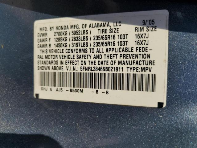 Photo 12 VIN: 5FNRL38466B021811 - HONDA ODYSSEY EX 