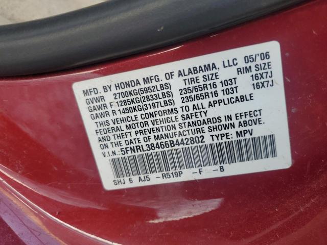 Photo 12 VIN: 5FNRL38466B442802 - HONDA ODYSSEY EX 